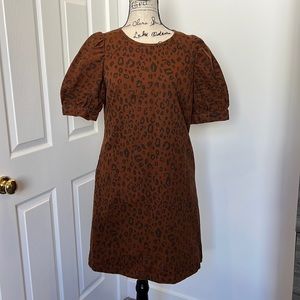 Vintage🔥💣🔥Universal Thread sz 8 Denim Leopard Print Dress NWT